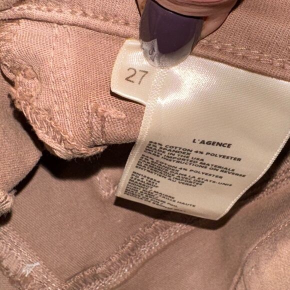 🔥 L'Agence Margot in Pine Bark Bronze Foil Crackle High Rise Skinny pants sz 27 - Picture 8 of 10